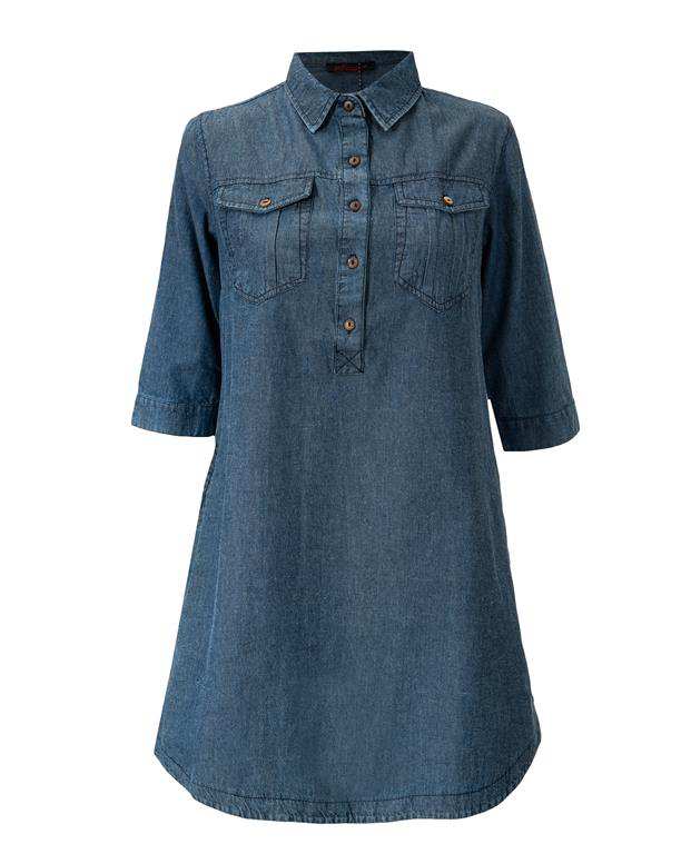 مانتو زنانه جلو بسته کوتاه جین آبی همامدا